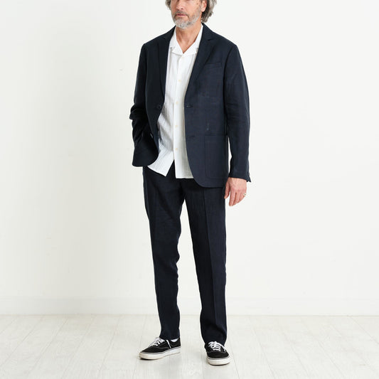 - Alp Smart Linen Trouser - Navy