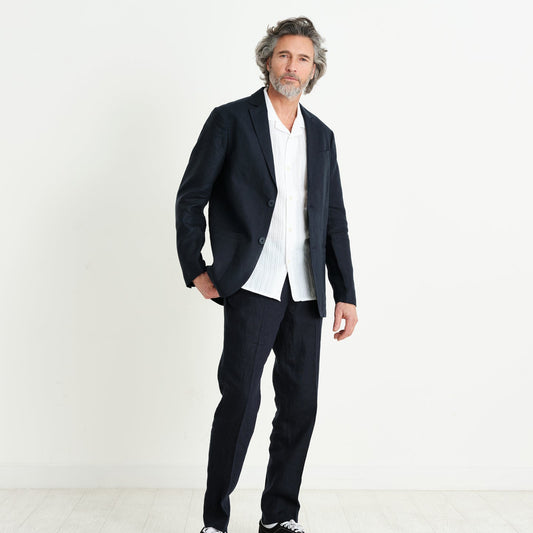 - Fintry Linen Blazer - Midnight