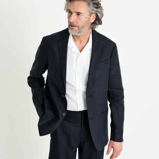 - Fintry Linen Blazer - Midnight