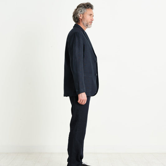 - Fintry Linen Blazer - Midnight