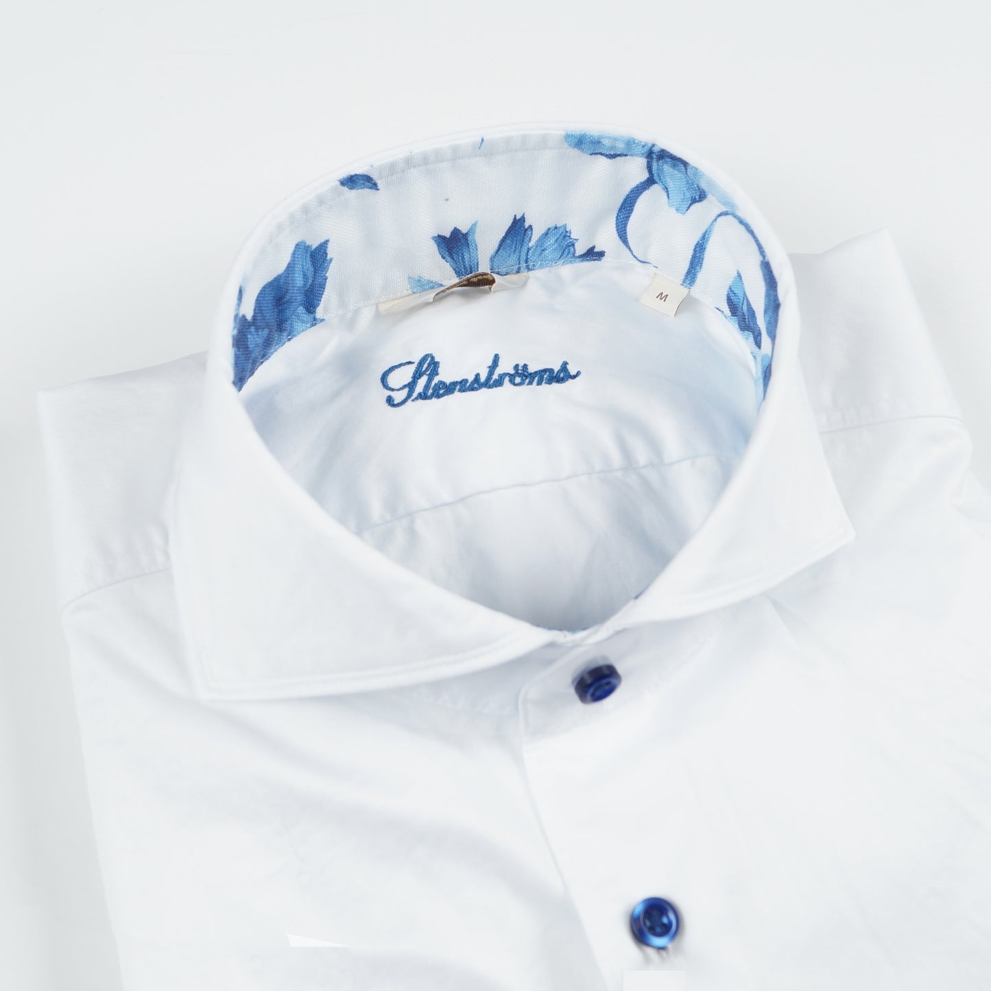 Fitted Body Floral Trim Poplin - White