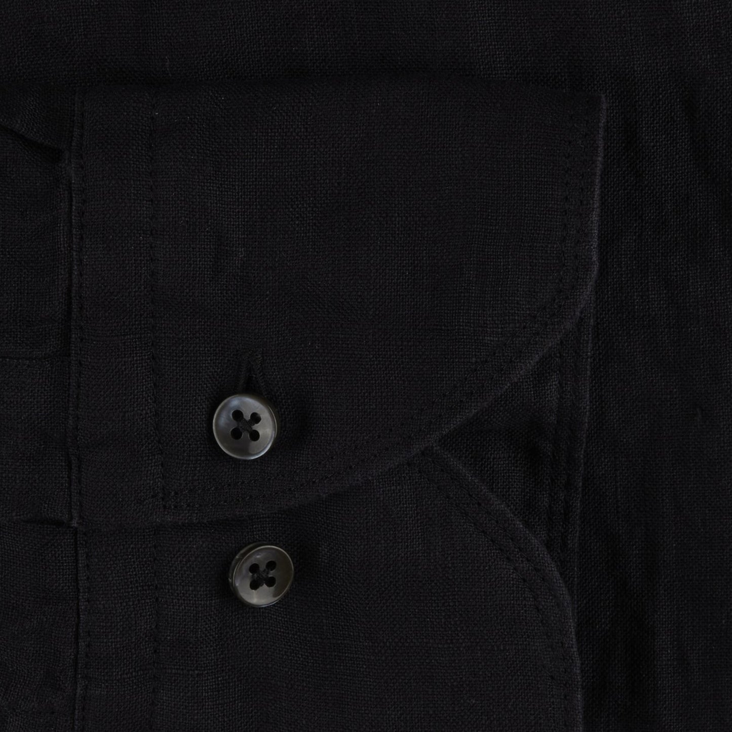 - Fitted Body Linen Shirt - Black