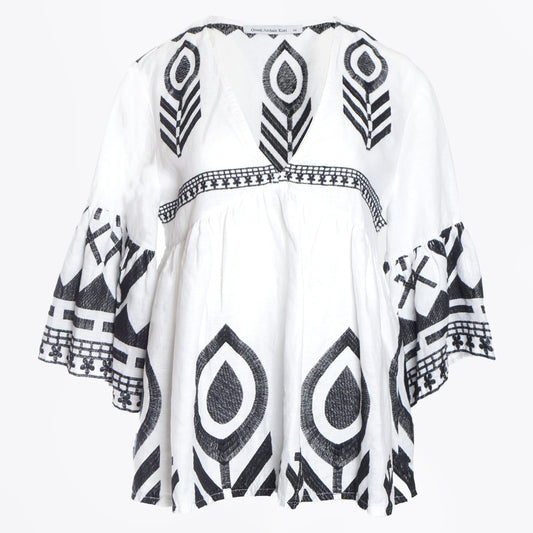 - Tunic Feather Bell Sleeve - White