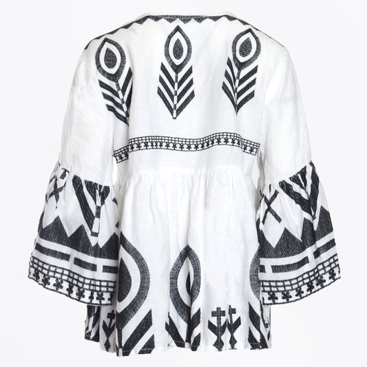 - Tunic Feather Bell Sleeve - White