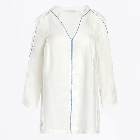 - Plain Linen Arrow Top - White