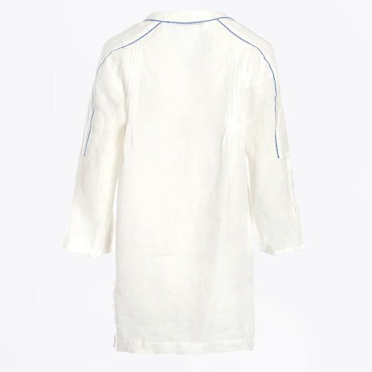 - Plain Linen Arrow Top - White