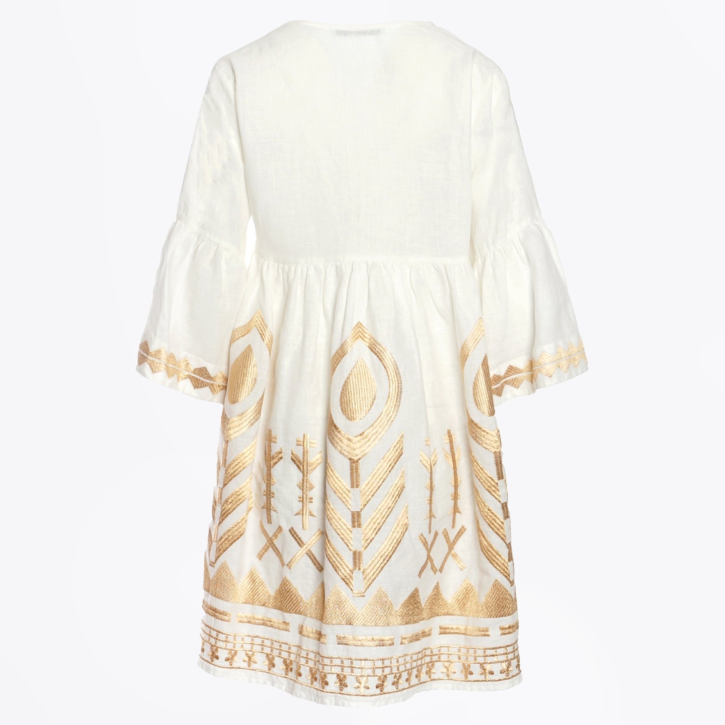 - Short Feather Chevron Dress - White Gold