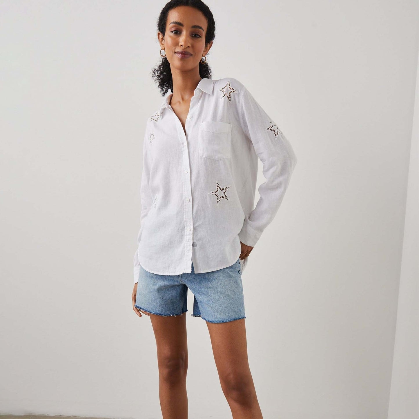 - Charli Shirt - White Eyelet Stars