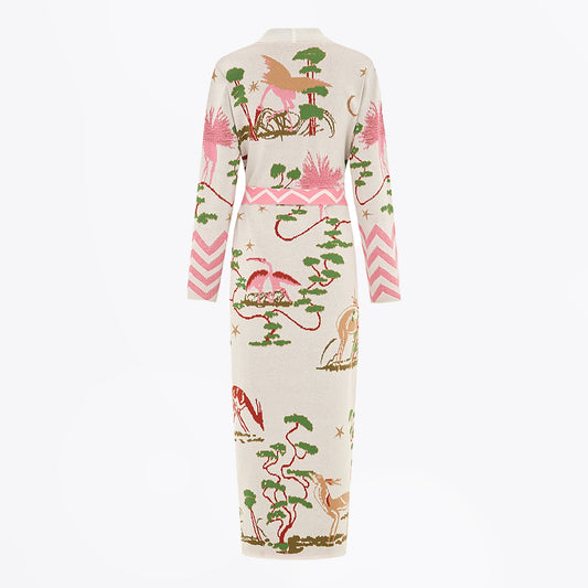 Jacquard Duster With Belt - Memories of Utopia White