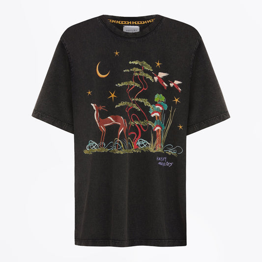 - Black Crew Neck T-Shirt - Memories Of Utopia Acid Black