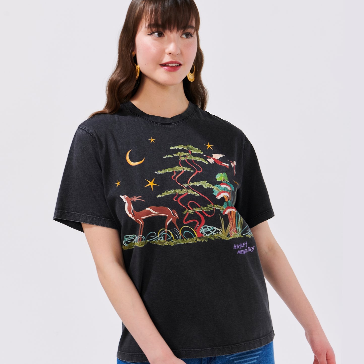 - Black Crew Neck T-Shirt - Memories Of Utopia Acid Black