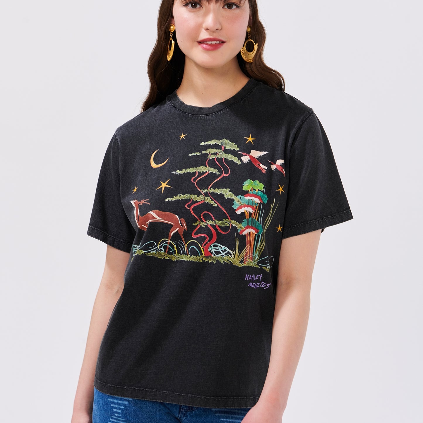 - Black Crew Neck T-Shirt - Memories Of Utopia Acid Black