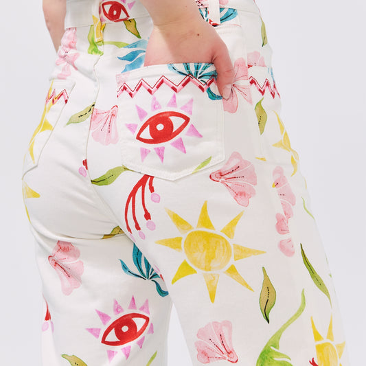 - Tapered Leg Jean - Sun Wink Flower