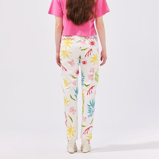 - Tapered Leg Jean - Sun Wink Flower