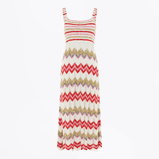 - Boucle Twisted Bandeau Sundress - Zig-Zag White