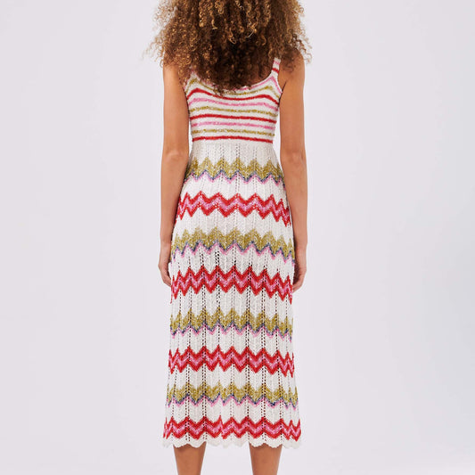 - Boucle Twisted Bandeau Sundress - Zig-Zag White