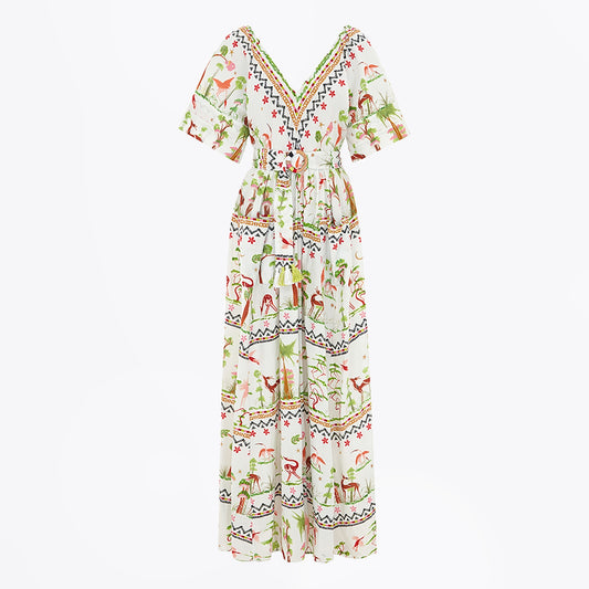 Kimono Sleeve V-Neck Maxi - White
