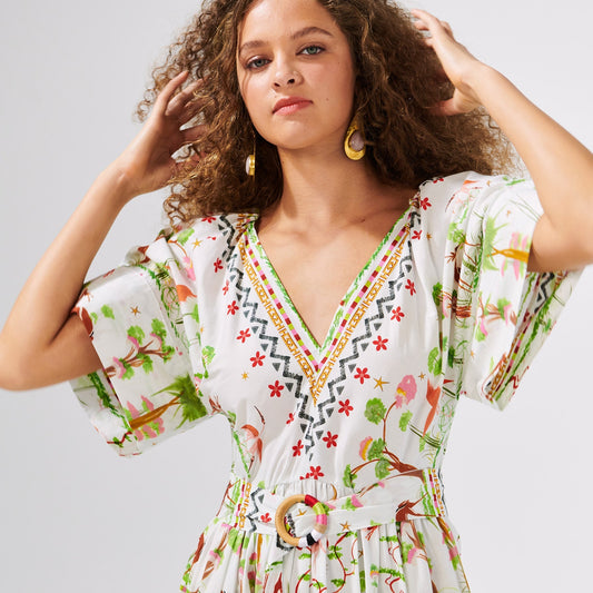 Kimono Sleeve V-Neck Maxi - White
