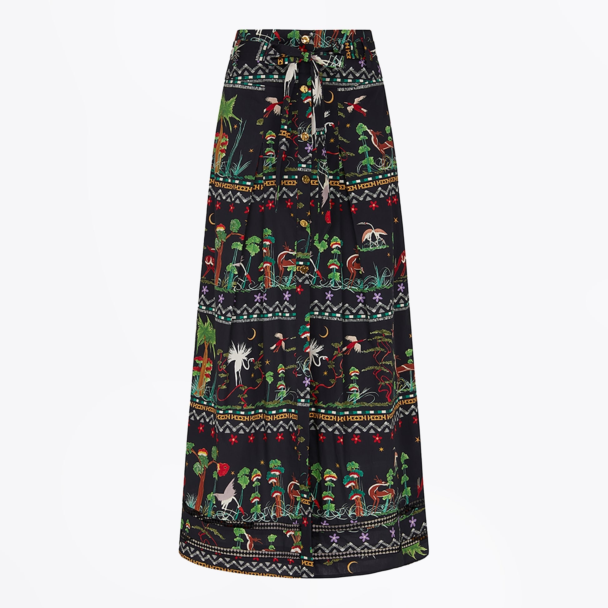 Hayley High Waist Lace Panelled Maxi Skirt - Black