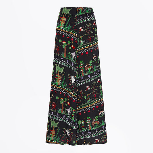 High Waist Lace Panelled Maxi Skirt - Black