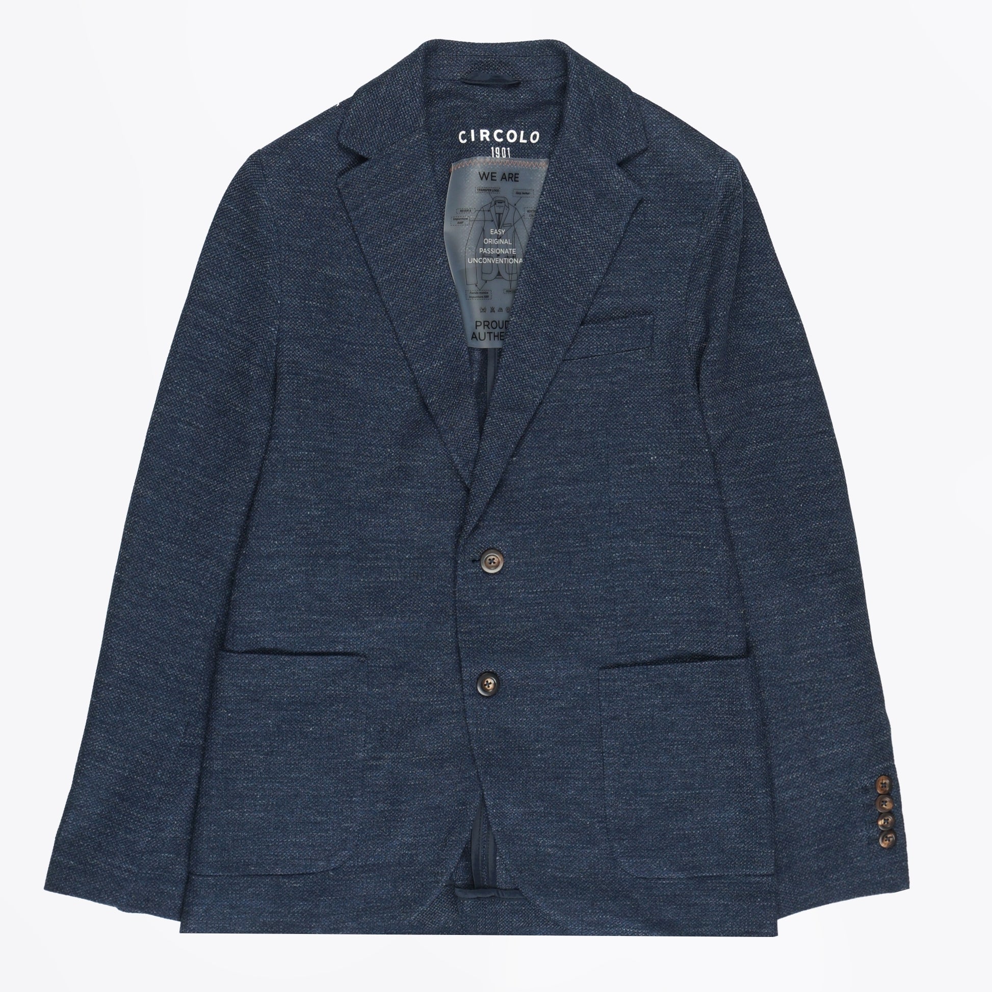 Circolo Mens Blazer Notch Lapel Blazer - Blue