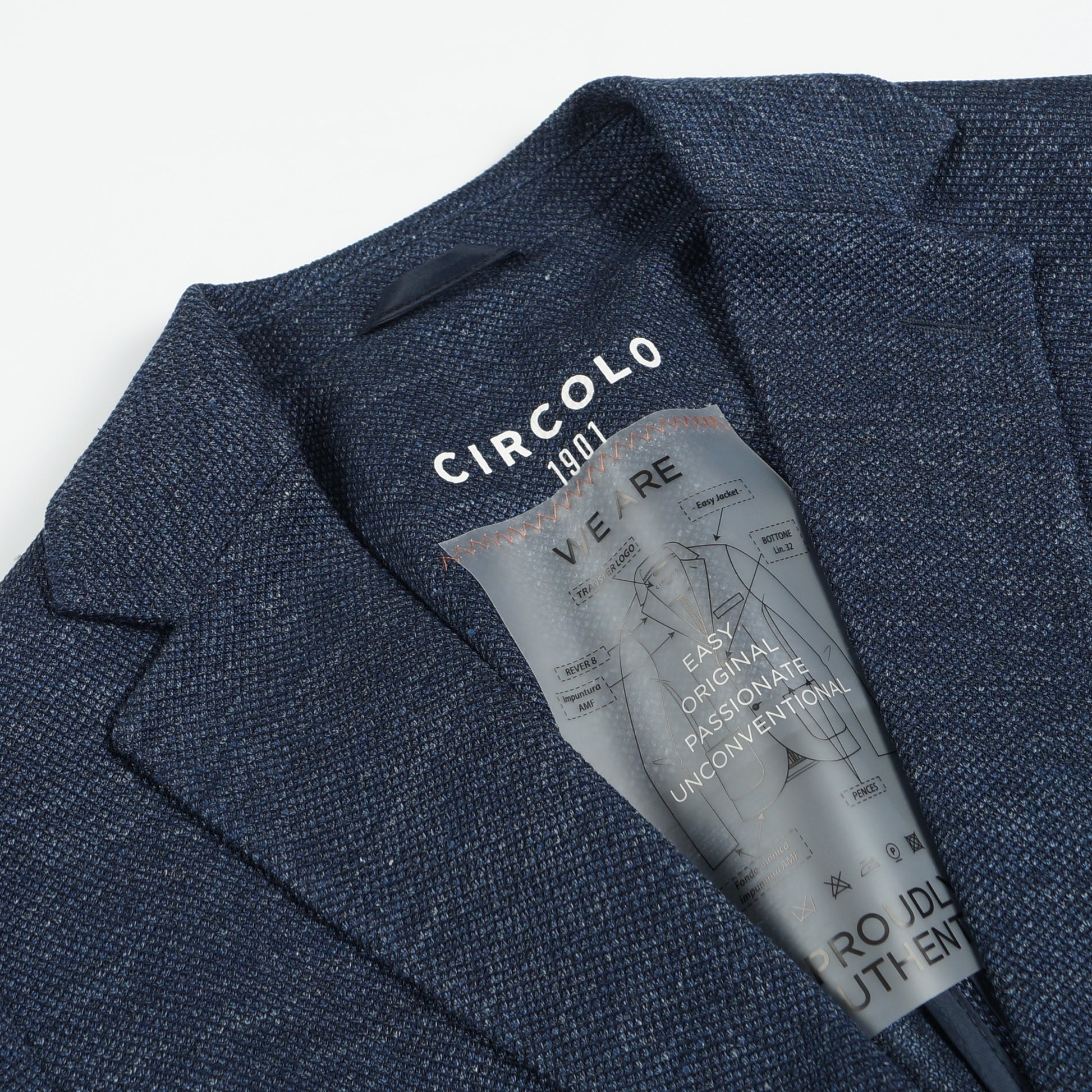 Circolo Mens Blazer Notch Lapel Blazer - Blue