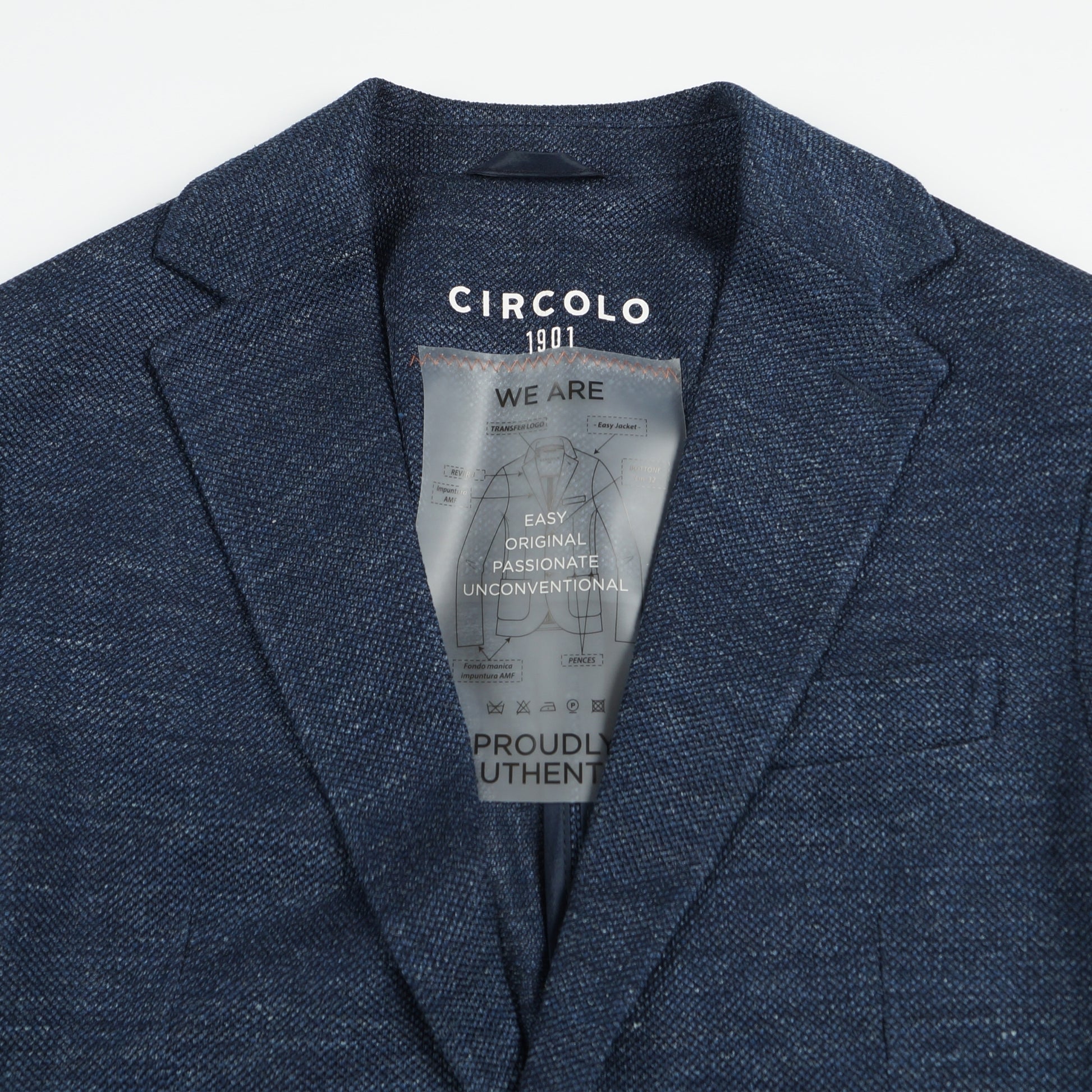 Circolo Mens Blazer Notch Lapel Blazer - Blue