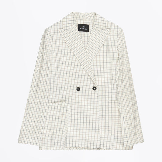 - Micro Check Buggy Blazer - Ivory