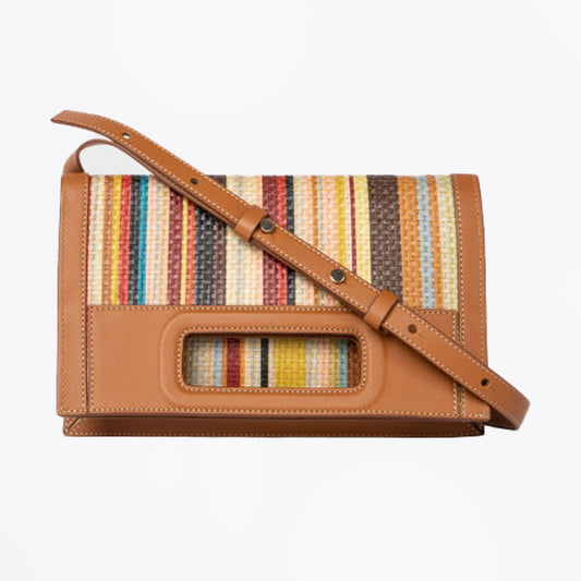 - 'Signature Stripe' Raffia Crossbody Bag - Multi