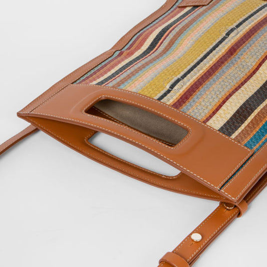 - 'Signature Stripe' Raffia Crossbody Bag - Multi