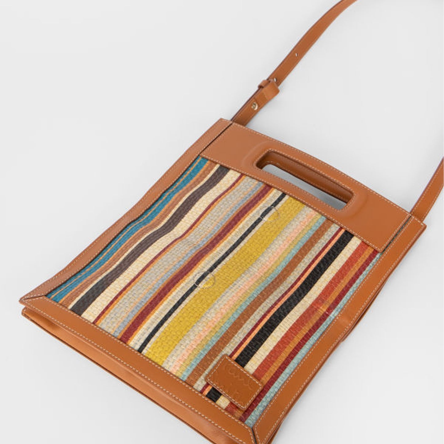 - 'Signature Stripe' Raffia Crossbody Bag - Multi
