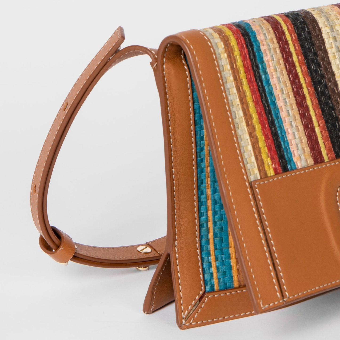 - 'Signature Stripe' Raffia Crossbody Bag - Multi