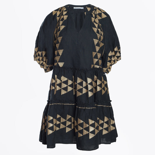 - Short Arrow Chevron Dress - Charcoal Gold