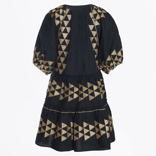 - Short Arrow Chevron Dress - Charcoal Gold