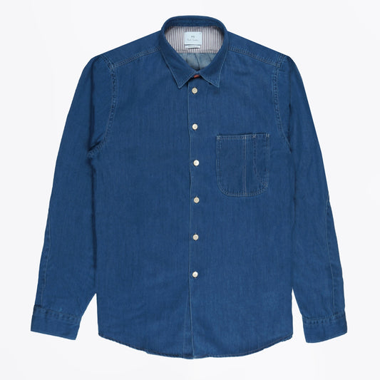 - Regular Fit Denim Shirt - Mid Denim