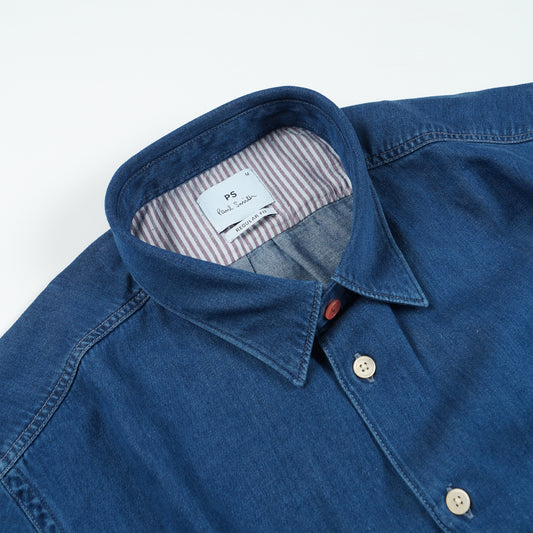 - Regular Fit Denim Shirt - Mid Denim