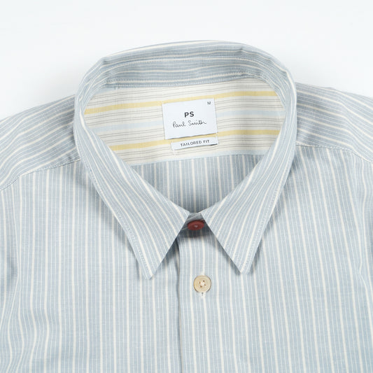 - Tailored Fit Stripe Shirt - Blue