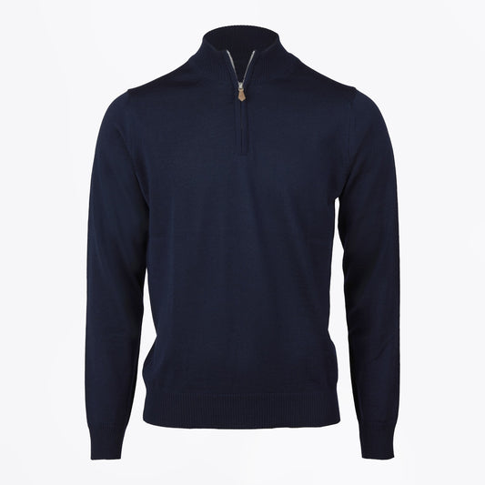 - Extrafine Merino Half Zip Knit - Navy