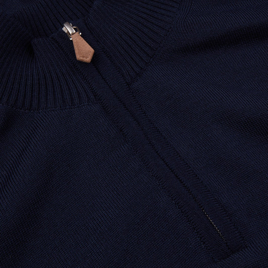 - Extrafine Merino Half Zip Knit - Navy