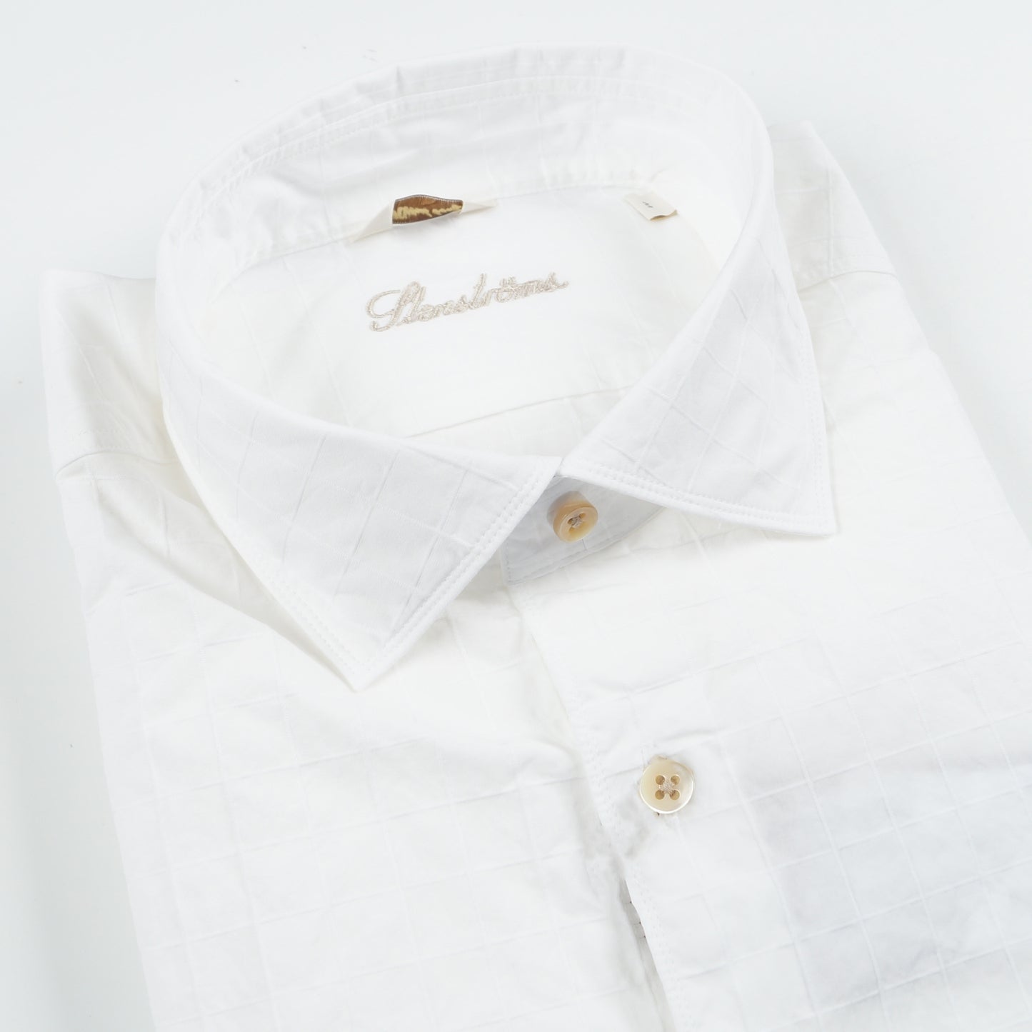 - Fitted Body Square Textured Shirt - White
