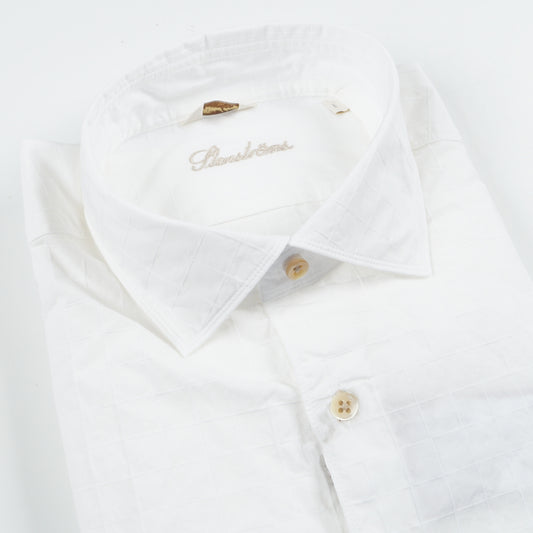 - Fitted Body Square Textured Shirt - White