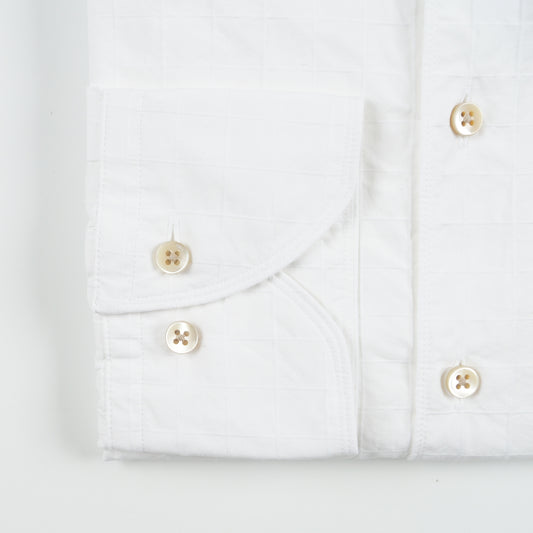 - Fitted Body Square Textured Shirt - White