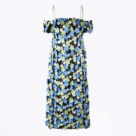 - Beilula Floral Applique Dress - Crystal Garden