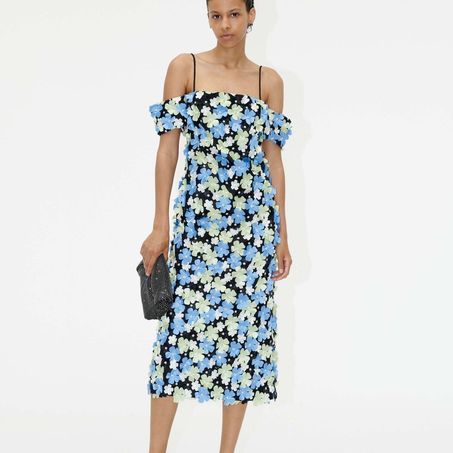 - Beilula Floral Applique Dress - Crystal Garden