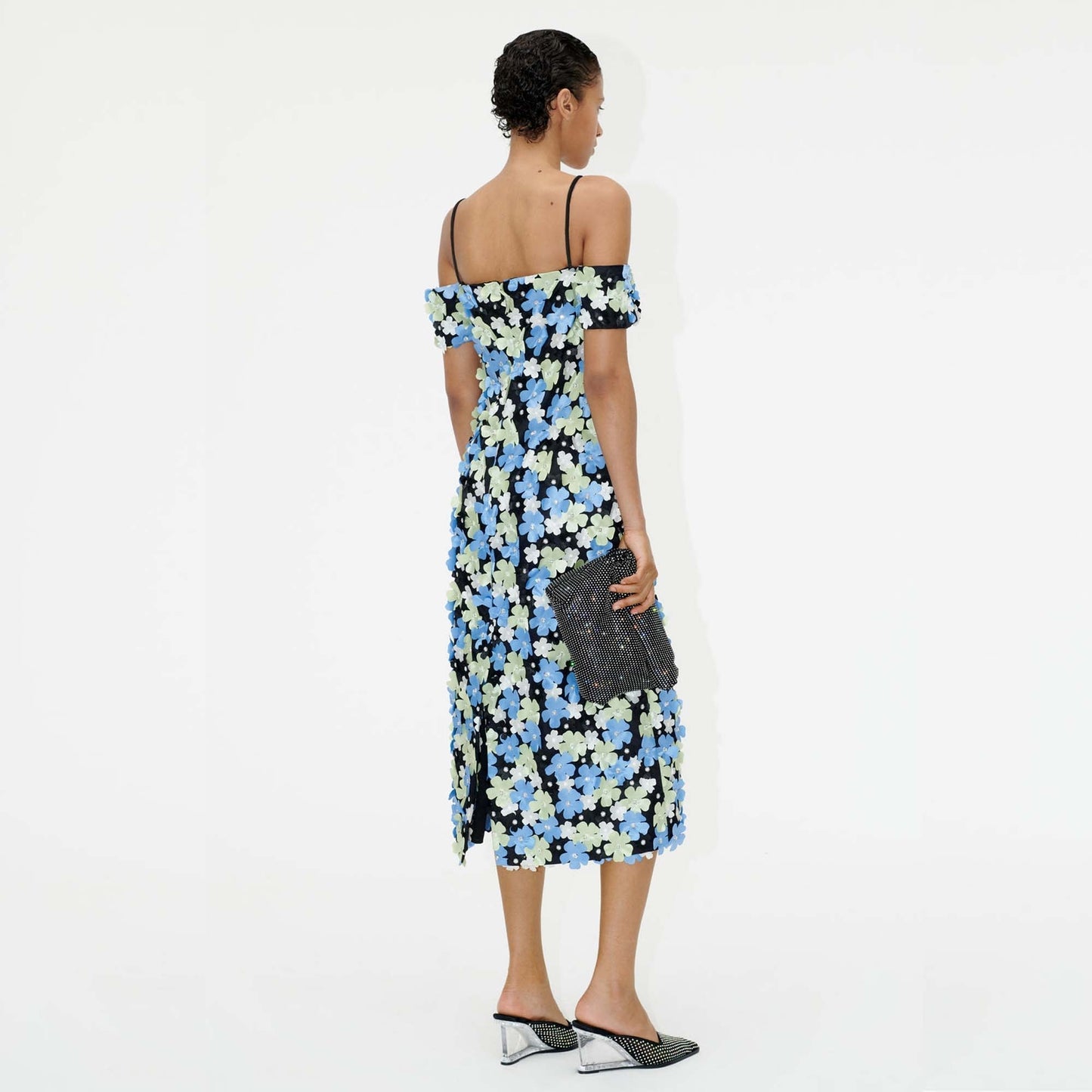 - Beilula Floral Applique Dress - Crystal Garden