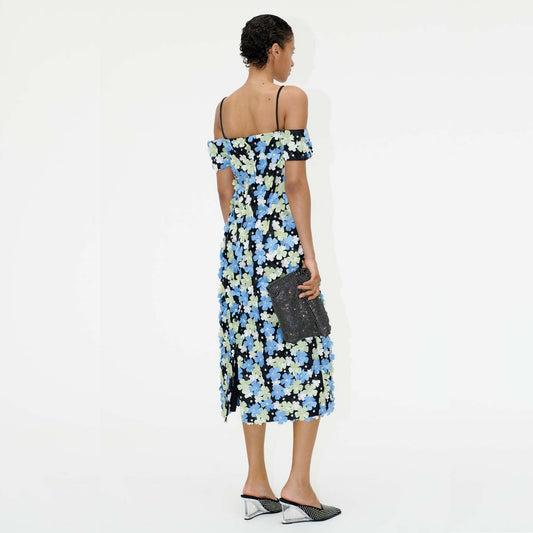 - Beilula Floral Applique Dress - Crystal Garden