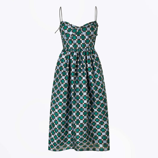 - Arya Organza Jacquard Dress - Mesh Check