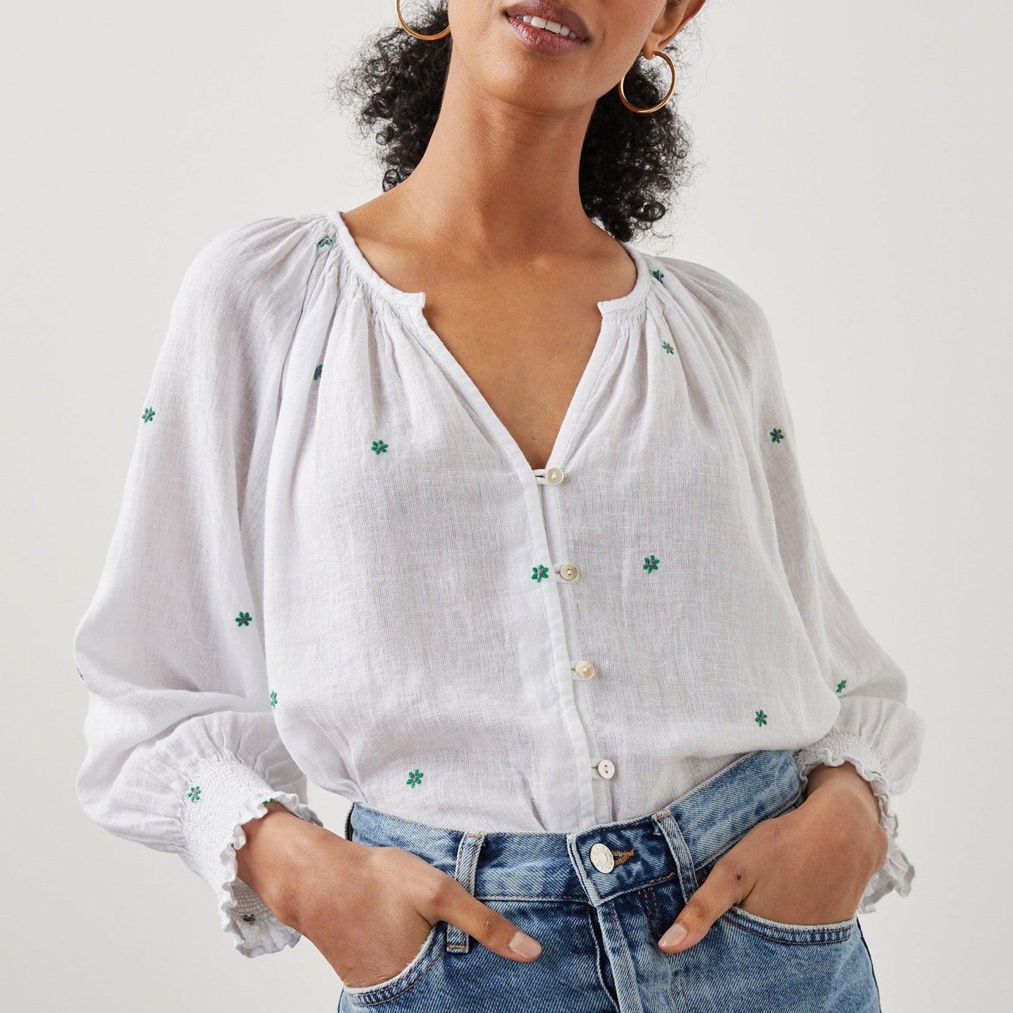 Mariah Top - Green Daisy