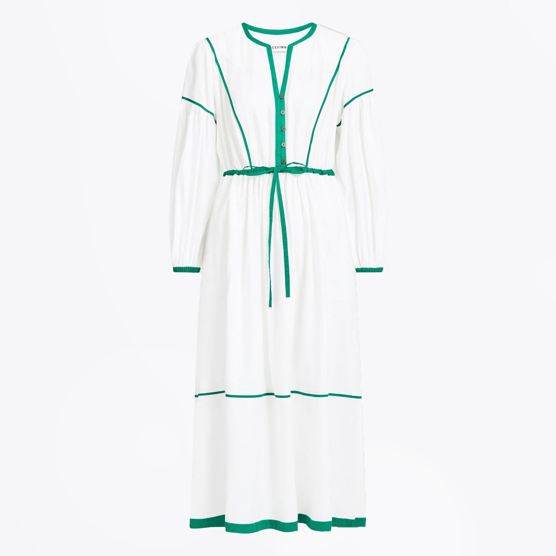 Cefinn Linen Contrast Detail Dress - White