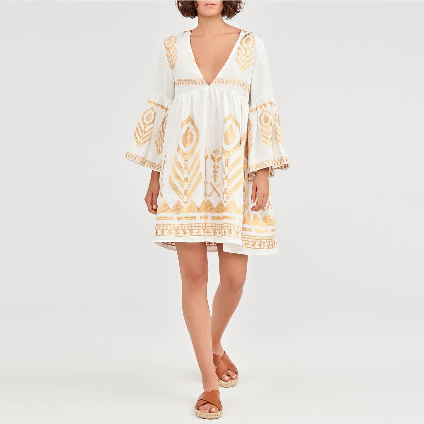 - Tunic Feather Bell Sleeve - White Copper